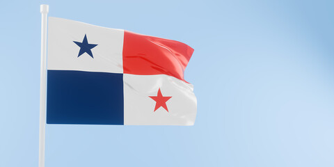 Panama flag of silk-3D illustration. 3d render.