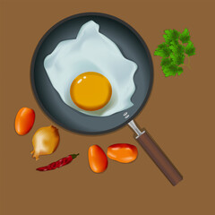 cooking fried eggs withvegetables