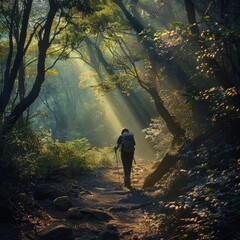 Hiker Following Ray