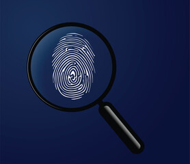 forensic science Magnifying Glass on fingerprint vector illustration 