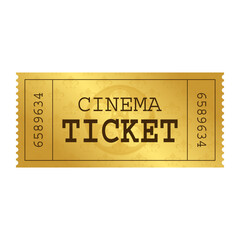 Vector golden ticket template. Cinema ticket. Invite. Vector illustration - obrazy, fototapety, plakaty