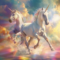 Obraz na płótnie Canvas Joyful Unicorns Frolicking