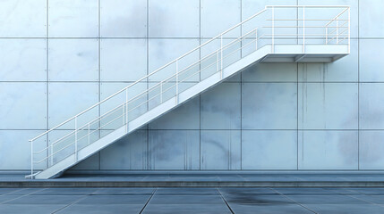 Staircase in front of a modern building. 3D rendering