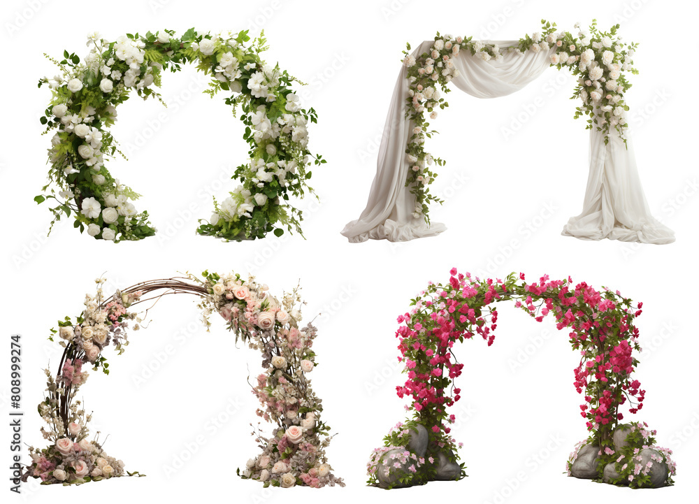 Wall mural set of beautiful wedding flower arches, cut out - Wall murals