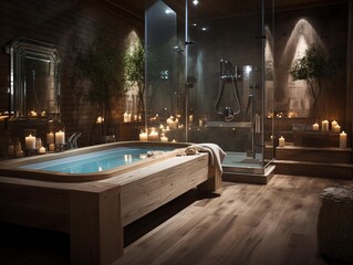 A Serene Evening in a Candlelit Bathroom Spa Retreat