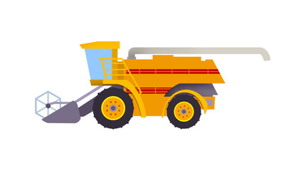 Agricultural rice harvester machine, Tractor working, Harvester machine to harvest rice field, Combine harvester working on a rice field 