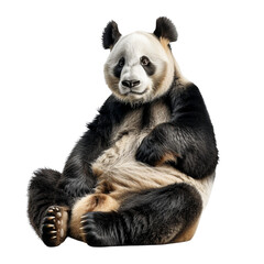 Realistic big panda sitting on a isolated white background, vector