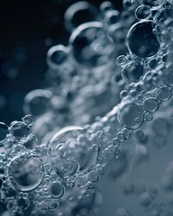 Macro foam bubbles of cleansing or moisturizer or toning or exfoliating on bottle