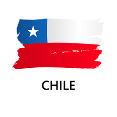 National symbols - flag of Chile isolated on white background. Hand-drawn illustration. Flat style. 
