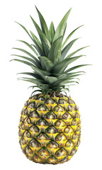 Obraz premium Whole ripe pineapple with fresh green leaves isolated on transparent background png