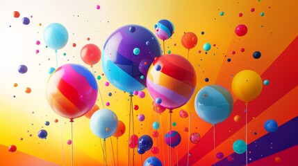 Celebration background with colorful balloons and confetti