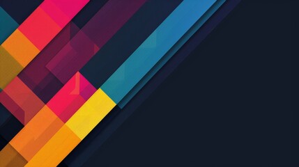 Geometric shapes with gradient, multicolored, set against a dark background