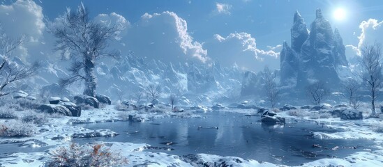 Echo Frostfall A Stunning D Render Showcasing Futuristic Technology in a Chilly Winter Landscape