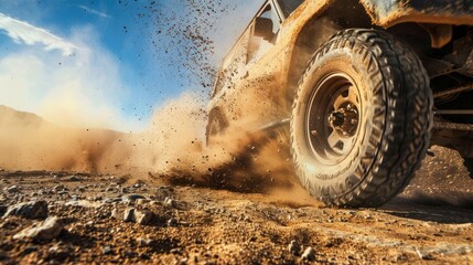 Desert Drive Excitement, Off-Road Vehicle Tire Closeup