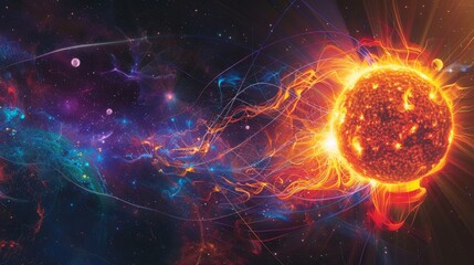 Radiant Sun Artwork, Abstract Representation of Solar Flares