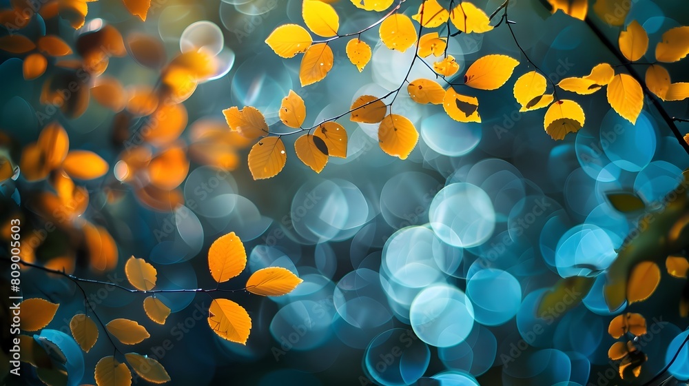 Aufkleber mesmerizing autumn bokeh leaves in enchanting natural setting