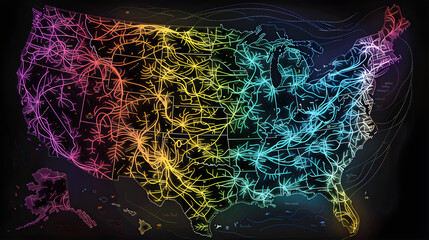 Colorful Conceptualization of U.S. Road Trip Routes: Discover The Joy of Journey