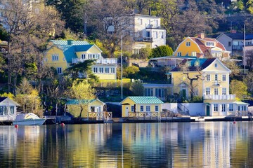 Houses by the water in Stockholm, Sweden