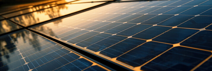 Close-up of a solar panel, photovoltaic, green eco-friendly energy, background banner