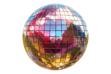 Colorful disco ball multi colored isolated on transparent background