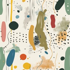 Abstract Artistic Splashes and Shapes in Modern Color Palette