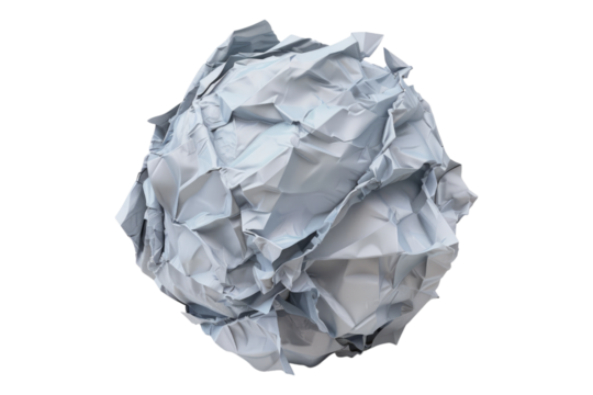 Crumpled paper ball isolated on transparent background