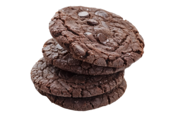 Dark chocolate cookies isolated on transparent background