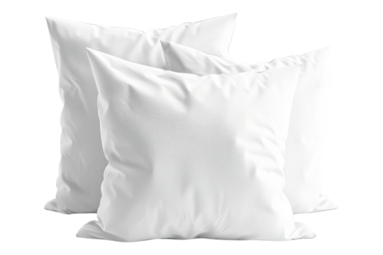 Elegance of white pillows isolated on transparent background