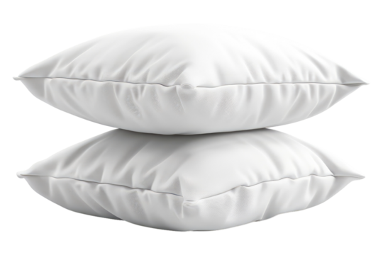 Elegance of white pillows isolated on transparent background
