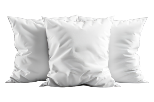 Elegance of white pillows isolated on transparent background