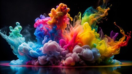 Obraz premium Acrylic colors and ink in water. paint on a black background, the best photo-