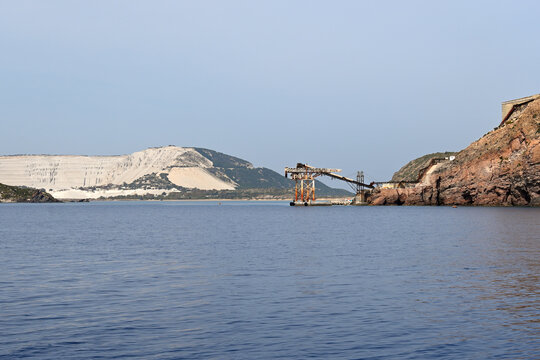 Pumice mining on Greek volcanic island of Gyali (Yali)  in the Dodecanese. Greece
