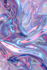 Fototapeta premium Iridescent holographic abstract pattern in pastel colors with fluid pink and blue lines