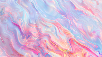 
Iridescent holographic abstract pattern in pastel colors with fluid pink and blue lines