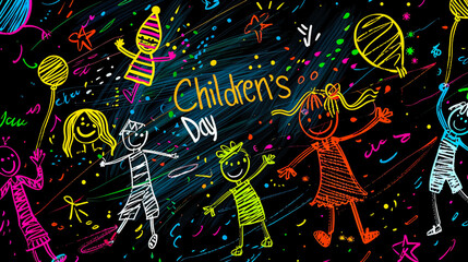 happy children day ,children day written on it ,generative Ai