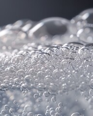 Macro foam bubbles of cleansing or moisturizer or toning or exfoliating on bottle