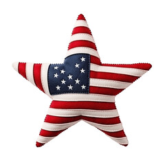 felt star in america flag pattern isolated.transparent background. 4 of july icon