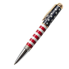 pen/ ball pen in american flag/ 4 of july pattern isolated.Transparent background
