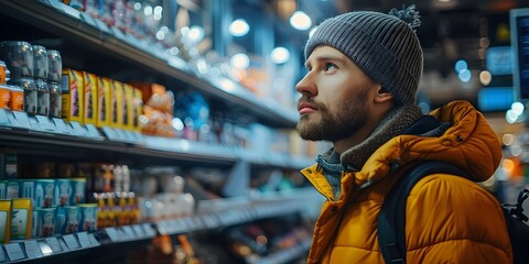 Obraz premium Hardworking merchant meticulously adjusting product displays with a critical eye and attention to detail in their small business store or market
