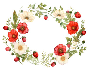 PNG Wreath pattern plant poppy