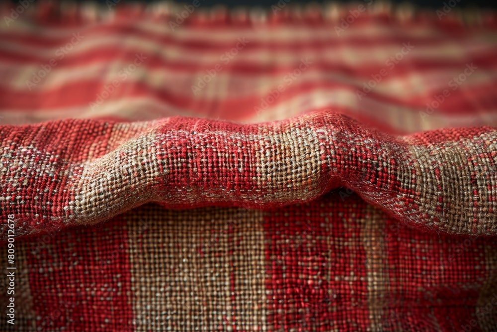 Poster detailed close-up shot of a textured fabric with a pronounced wave pattern flowing across the surfac
