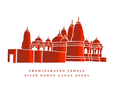 Swaminarayan temple in Daman vector icon. Swaminarayan is a Hindu Lord.