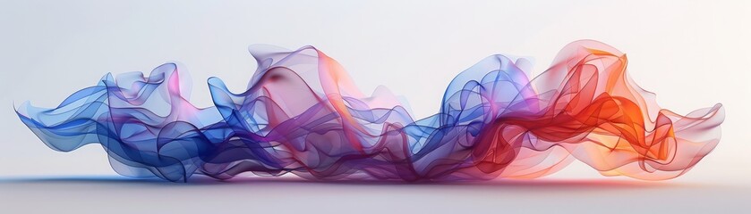 A colorful, abstract design of a wave with blue, red, and pink colors