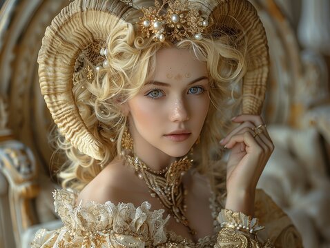Blonde girl, Taurus zodiac sign.