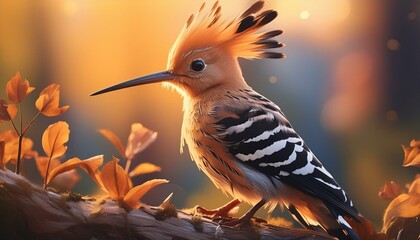 photorealistic, detailed, colorful, high-contrast, Hoopoe - obrazy, fototapety, plakaty