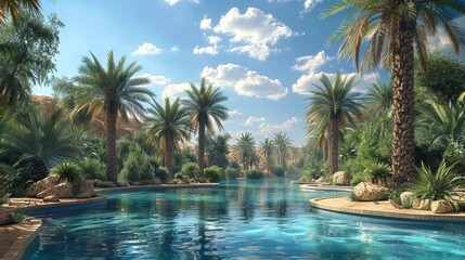Obraz premium Generate a visual representation of a desert valley oasis
