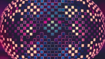 a digital texture resembling pixelated patterns, with square shapes forming a grid-like structure using vibrant colors or neon hues