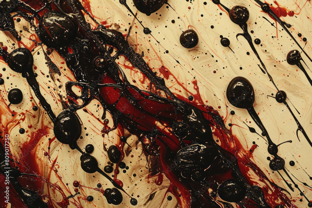 Aufkleber An avant-garde depiction of cocoa beans as chocolate ink blots, each pattern representing different stimulating effects,