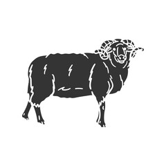 Ram Icon Silhouette Illustration. Animals Vector Graphic Pictogram Symbol Clip Art. Doodle Sketch Black Sign.