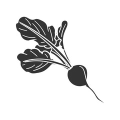 Radish Icon Silhouette Illustration. Vegetables Vector Graphic Pictogram Symbol Clip Art. Doodle Sketch Black Sign.